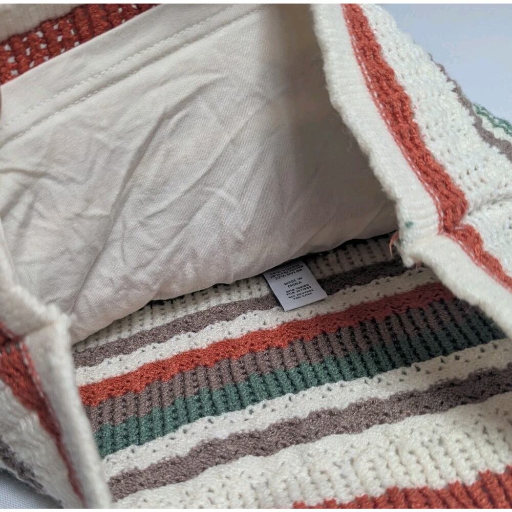 RSQ Crochet Boho Y2K Style Cream Green Striped Halter Top Fall Lined Sz M Medium - Picture 4 of 5